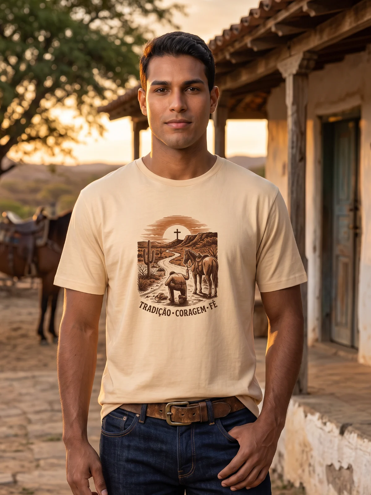 Camiseta Tradição, Coragem, Fé